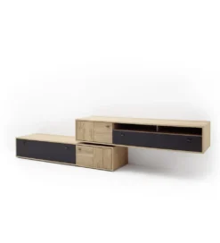 Stolik pod TV VALENCIA 306 cm antracytowo naturalny*MCA
