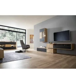 Stolik pod TV VALENCIA 306 cm antracytowo naturalny*MCA