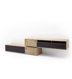 Stolik pod TV VALENCIA 306 cm antracytowo naturalny*MCA