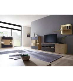 Stolik pod TV VALENCIA 184 cm antracytowo naturalny*MCA New