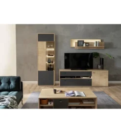 Stolik pod TV VALENCIA 184 cm antracytowo naturalny*MCA New