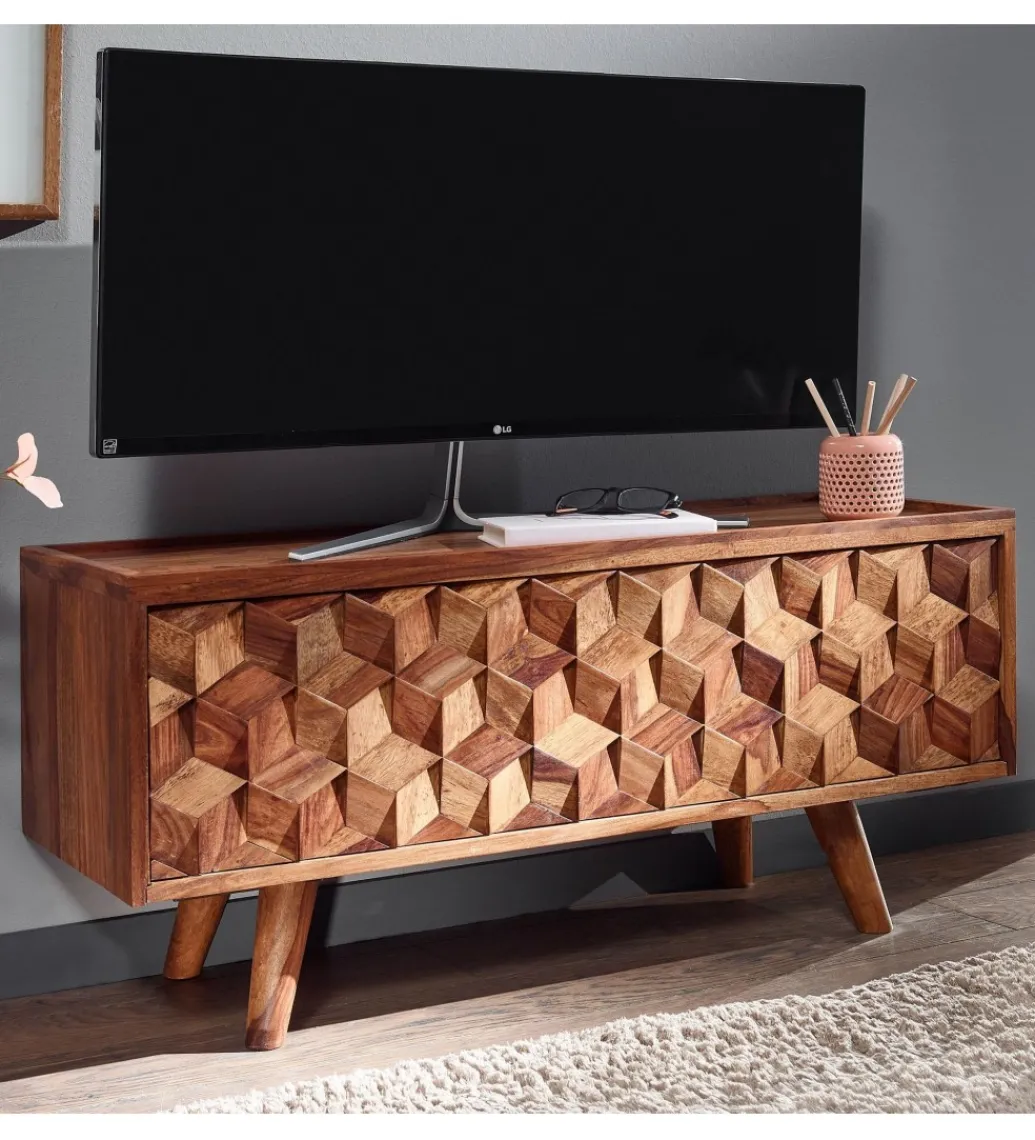 Stolik pod TV VENLO 92 cm drewno sheesham*WOHNLING, GERMANY