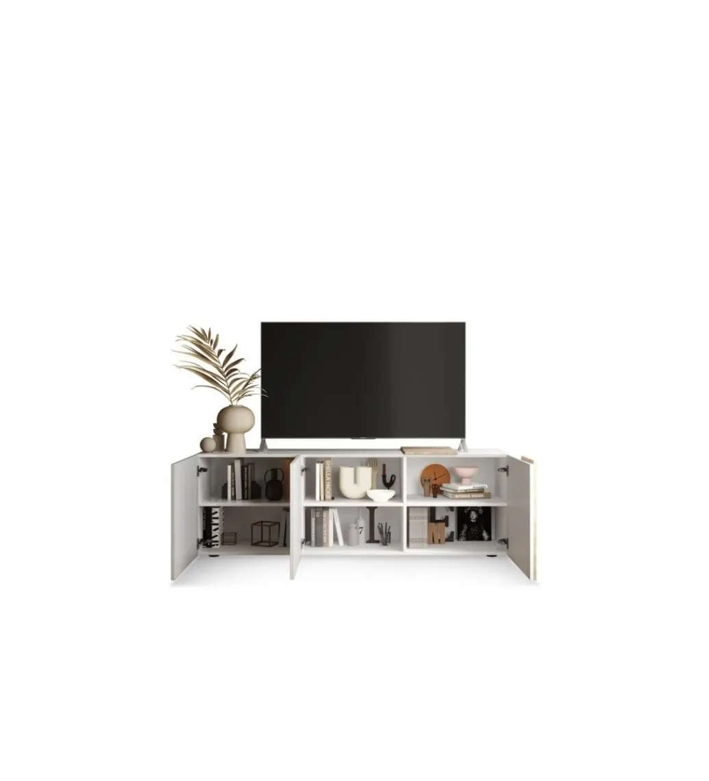 Stolik pod TV VENUS 181 cm biały z dodatkiem koloru dąb Cadiz*MCA Linia Włoska