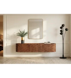 Stolik pod TV wiszący ADLON 160 cm drewno mango wzór 3D*Invicta Interior Online