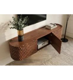 Stolik pod TV wiszący ADLON 160 cm drewno mango wzór 3D*Invicta Interior Online