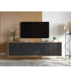 Stolik pod Tv wiszący Apollo B 150 cm czarny*Polski Design ML New