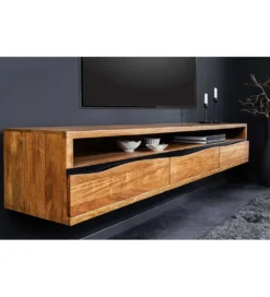 Stolik pod TV wiszący ARKTYKA Mammut 160 cm drewno akacja honey*Invicta Interior New