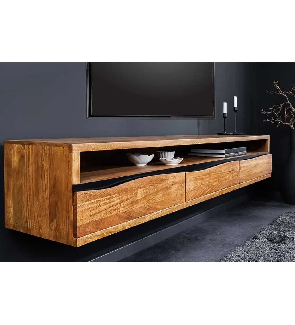 Stolik pod TV wiszący ARKTYKA Mammut 160 cm drewno akacja honey*Invicta Interior New