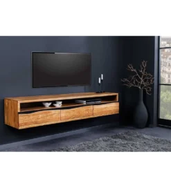 Stolik pod TV wiszący ARKTYKA Mammut 160 cm drewno akacja honey*Invicta Interior New