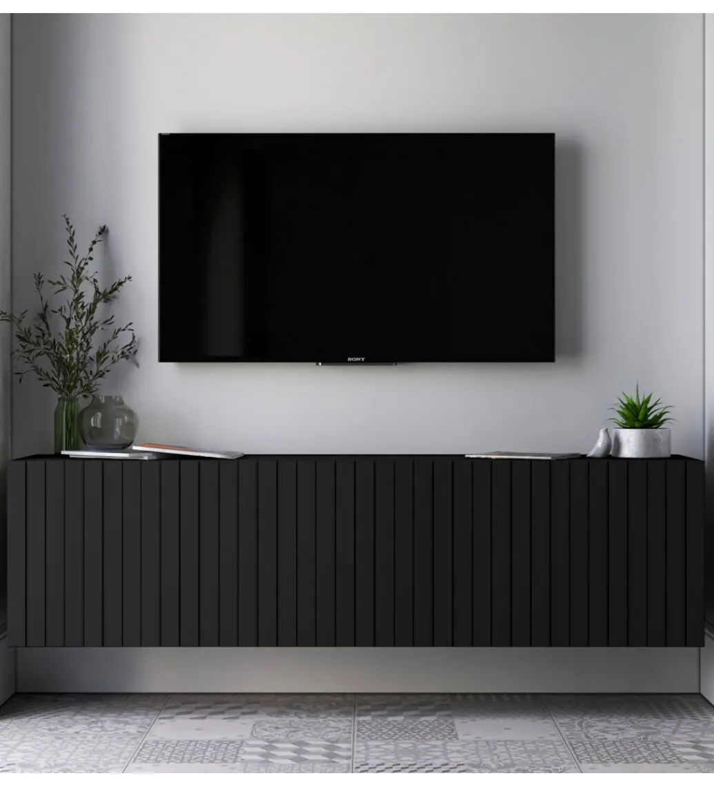 Stolik pod TV wiszący ELPIS 150 cm czarny*Polski Design ML Online