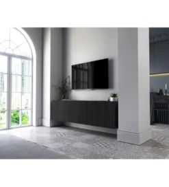 Stolik pod TV wiszący ELPIS 150 cm czarny*Polski Design ML Online