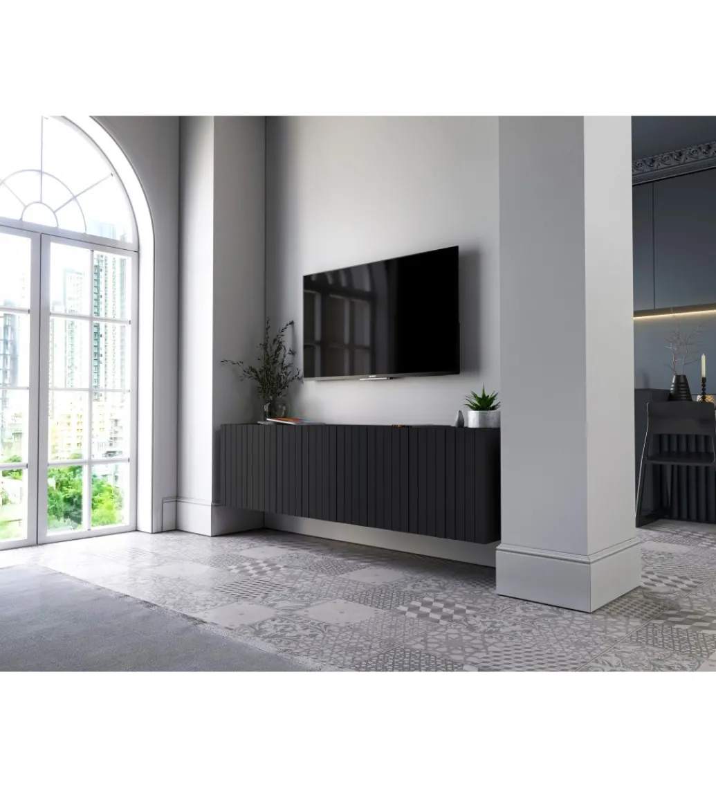 Stolik pod TV wiszący ELPIS 150 cm czarny*Polski Design ML Online