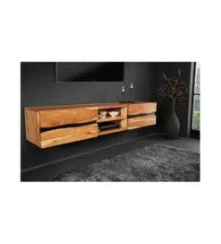 Stolik pod Tv wiszący EUFRAT Amazonas 160 cm drewno akacja*Invicta Interior - przedsprzedaż Outlet