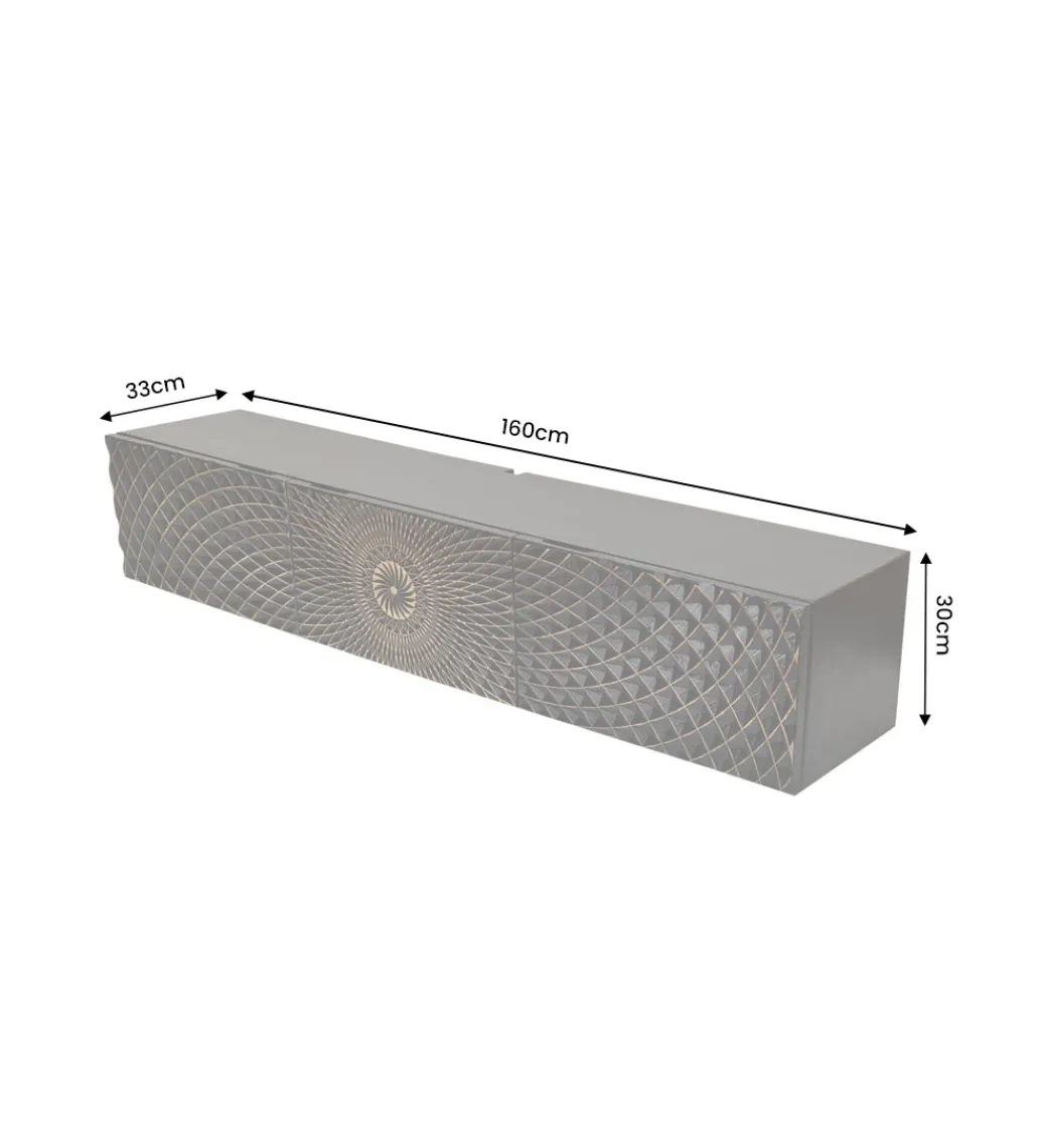 Stolik pod TV wiszący ILLUSION 160 cm 3D drewno mango*Invicta Interior New