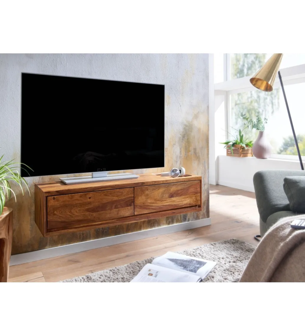 Stolik pod Tv wiszący INDIOS 108 cm drewno sheesham*WOHNLING, GERMANY Outlet
