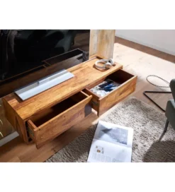 Stolik pod Tv wiszący INDIOS 108 cm drewno sheesham*WOHNLING, GERMANY Outlet
