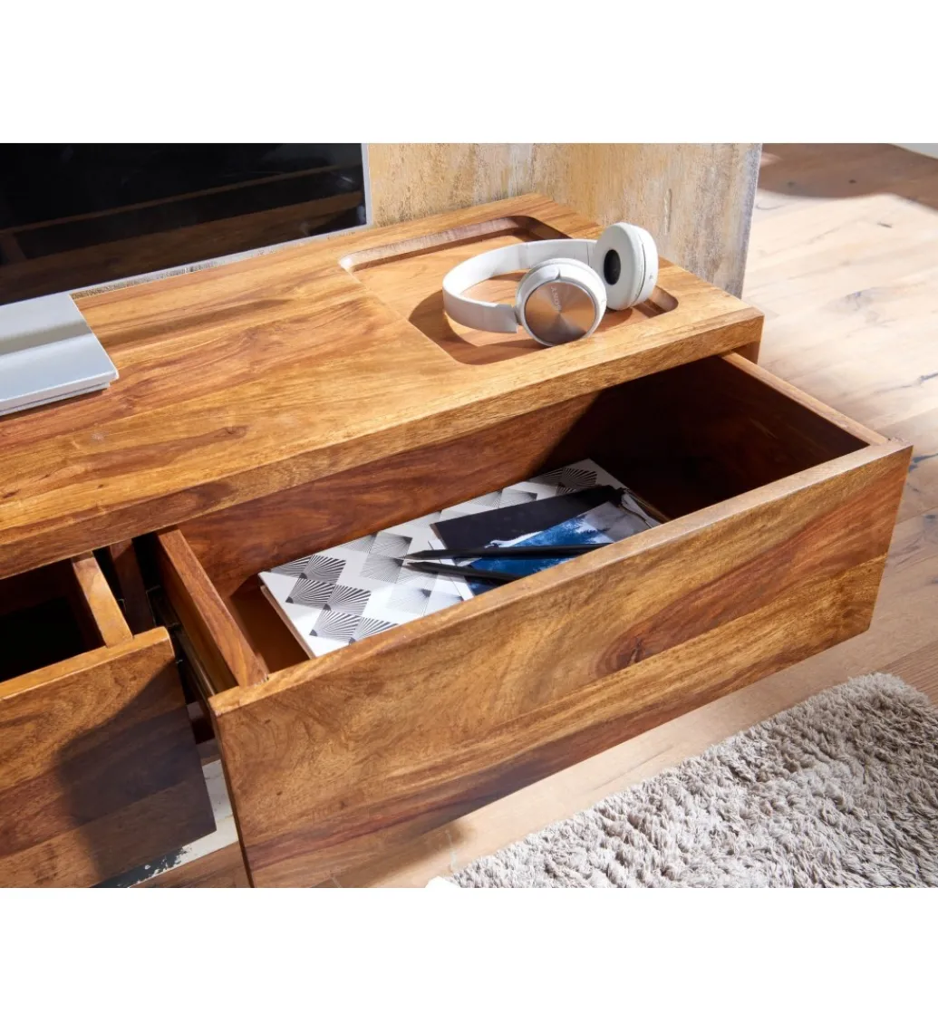 Stolik pod Tv wiszący INDIOS 108 cm drewno sheesham*WOHNLING, GERMANY Outlet