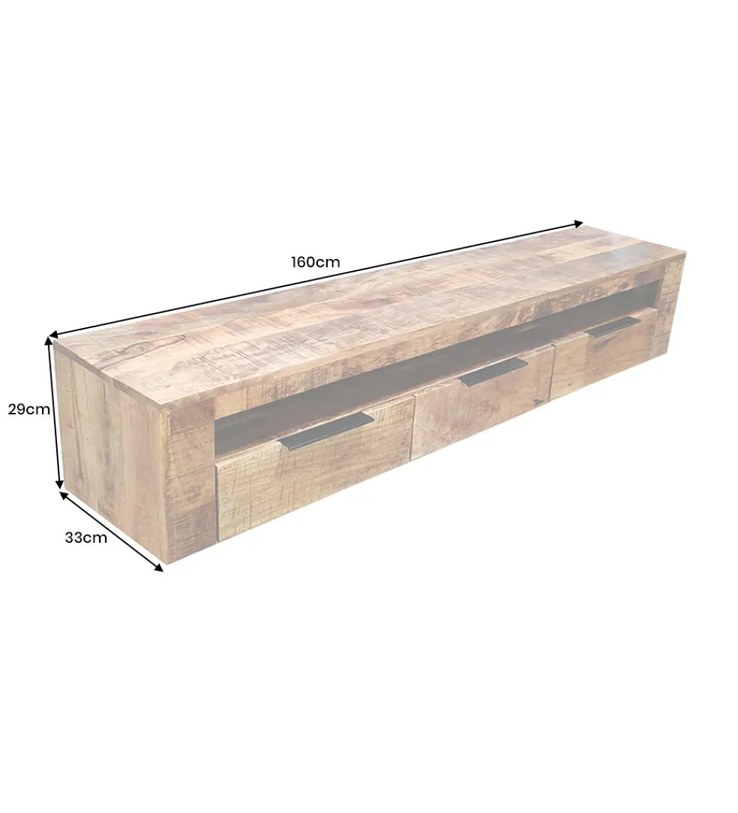 Stolik pod TV wiszący IRON CRAFT 160 cm drewno mango*Invicta Interior Best