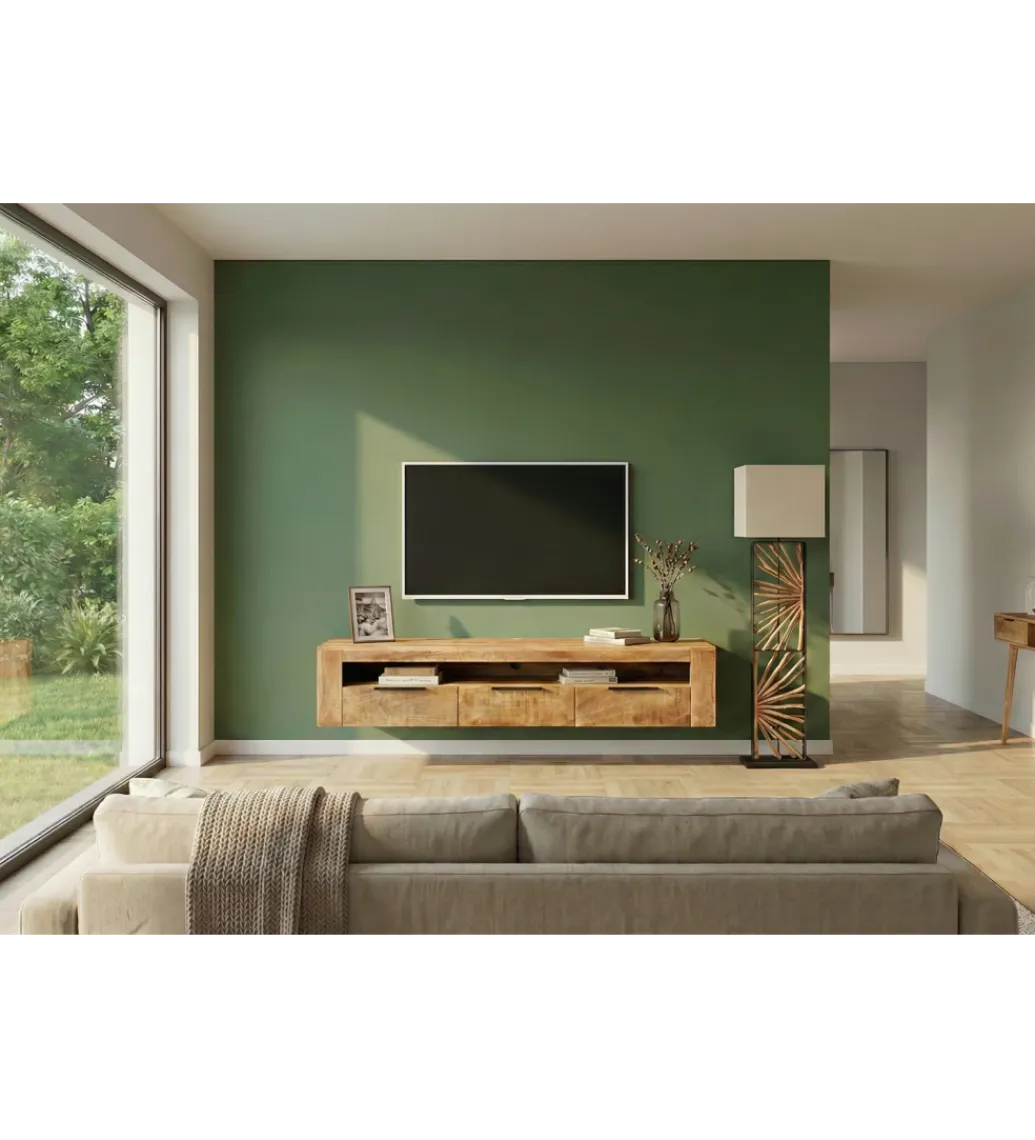 Stolik pod TV wiszący IRON CRAFT 160 cm drewno mango*Invicta Interior Best