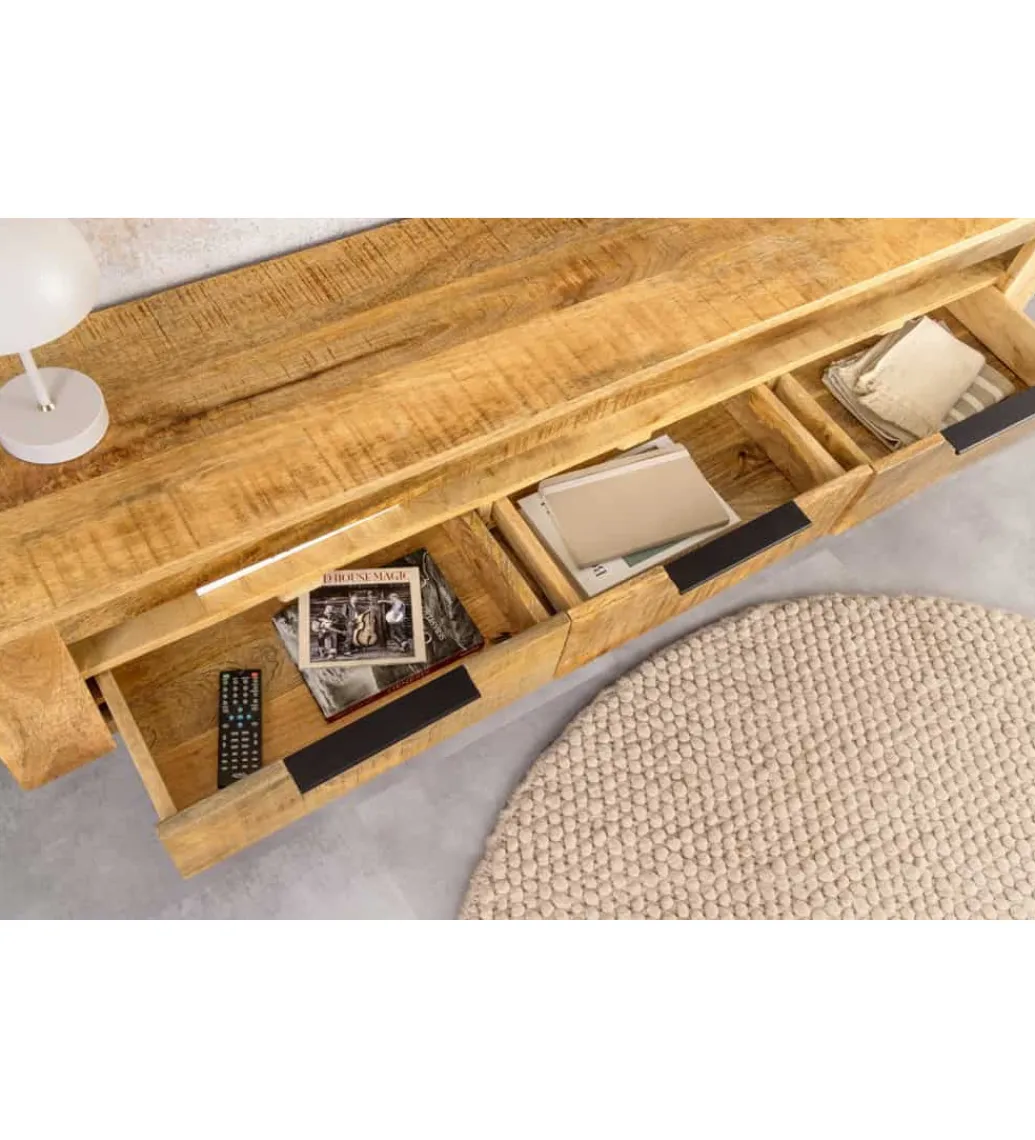Stolik pod TV wiszący IRON CRAFT 160 cm drewno mango*Invicta Interior Best