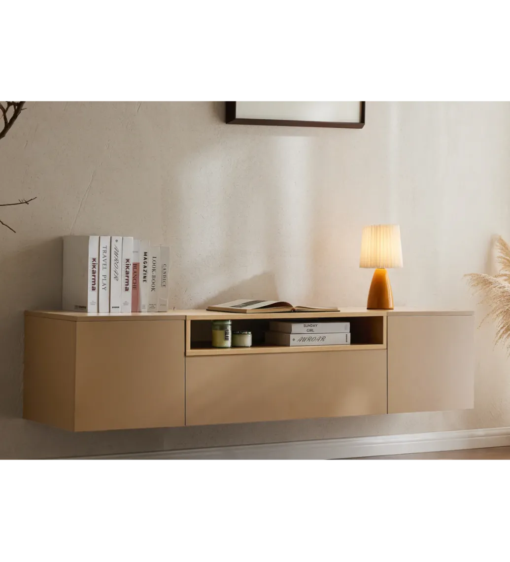 Stolik pod TV wiszący LOFT 160 cm beżowa naturalna*Invicta Interior Best