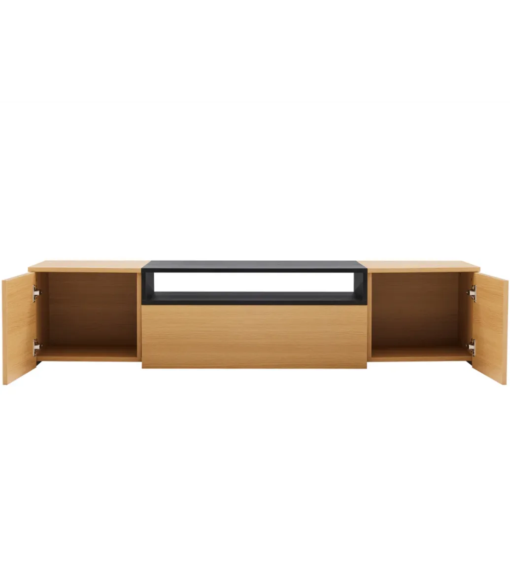 Stolik pod TV wiszący LOFT 160 cm naturalna czarna*Invicta Interior Sale