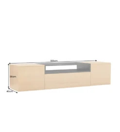 Stolik pod TV wiszący LOFT 160 cm naturalna czarna*Invicta Interior Sale