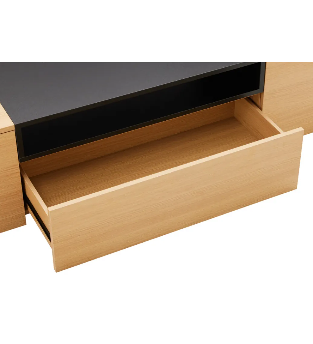Stolik pod TV wiszący LOFT 160 cm naturalna czarna*Invicta Interior Sale
