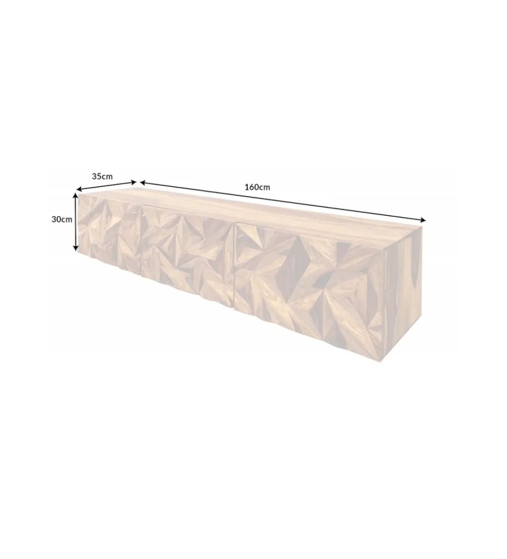 Stolik pod TV wiszący MIRANDA 160 cm drewno sheesham*Invicta Interior