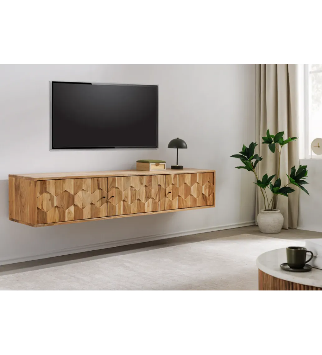 Stolik pod TV wiszący MYSTIC LIVING 160 cm drewno akacja*Invicta Interior Sale