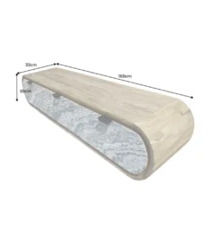 Stolik pod TV wiszący ORGANIC 160 cm drewno akacja kolor kamienia*Invicta Interior Discount