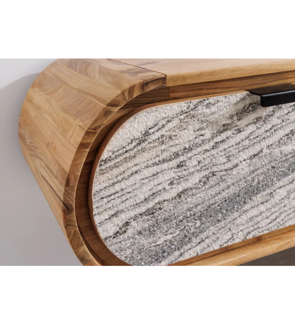 Stolik pod TV wiszący ORGANIC 160 cm drewno akacja kolor kamienia*Invicta Interior Discount