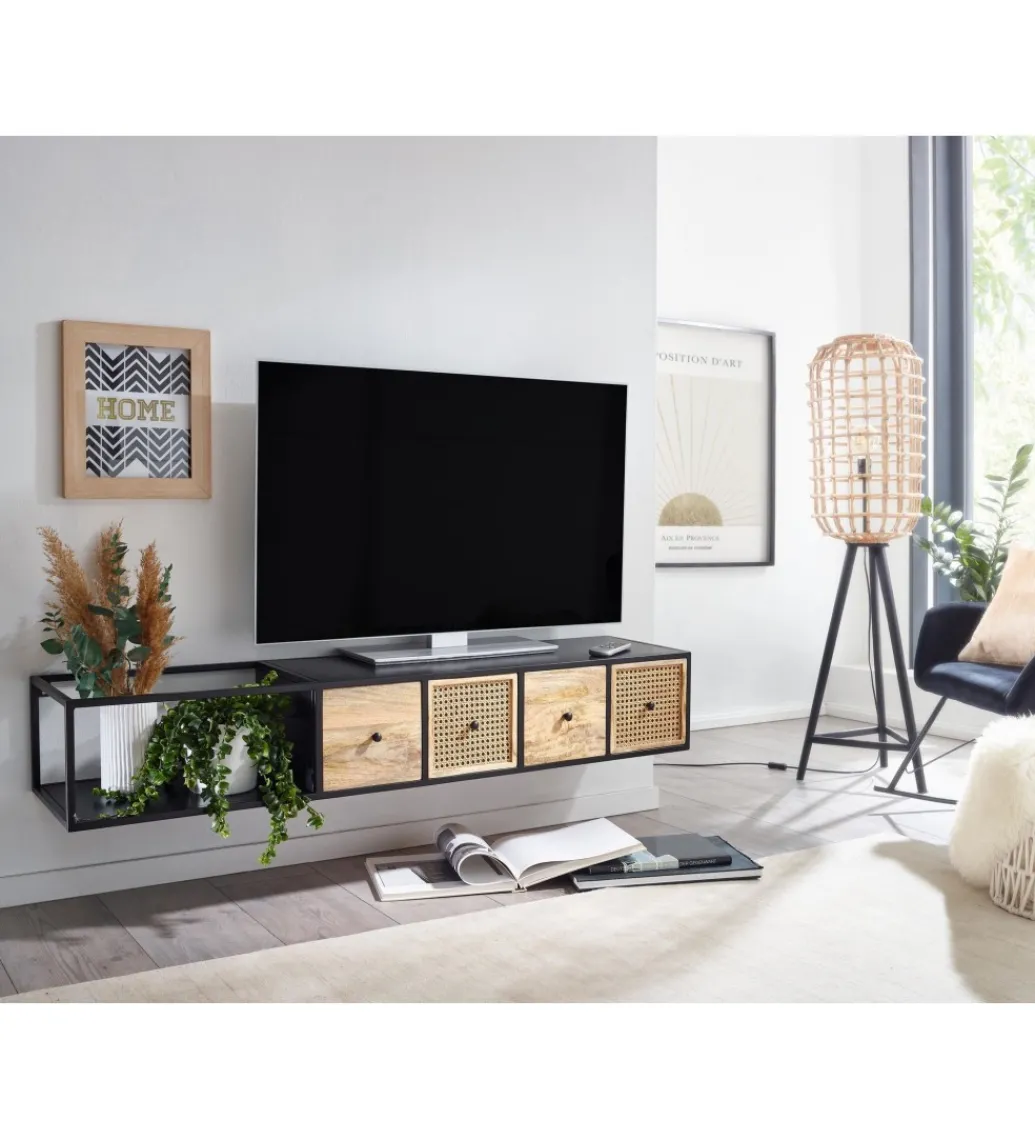 Stolik pod TV wiszący SANDINO 150 cm drewno mango*WOHNLING, GERMANY Sale