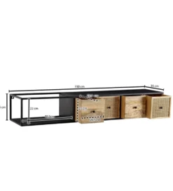 Stolik pod TV wiszący SANDINO 150 cm drewno mango*WOHNLING, GERMANY Sale