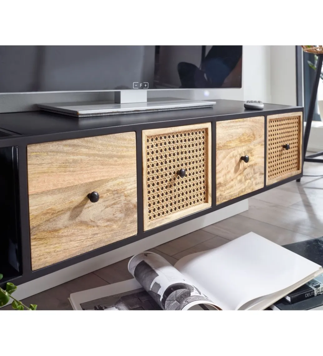 Stolik pod TV wiszący SANDINO 150 cm drewno mango*WOHNLING, GERMANY Sale