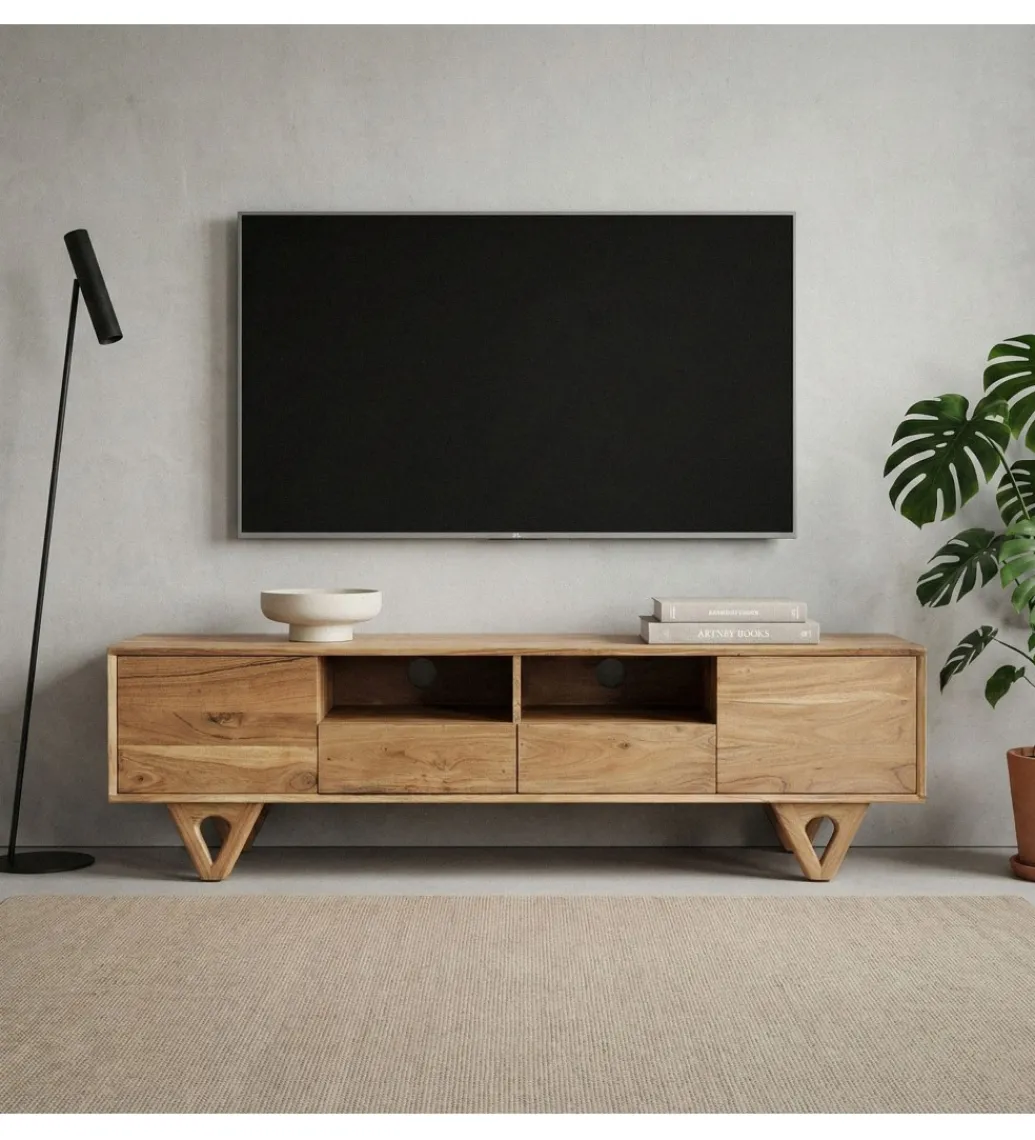 Stolik pod TV WOHNLING 160 cm drewno akacja*WOHNLING, GERMANY New