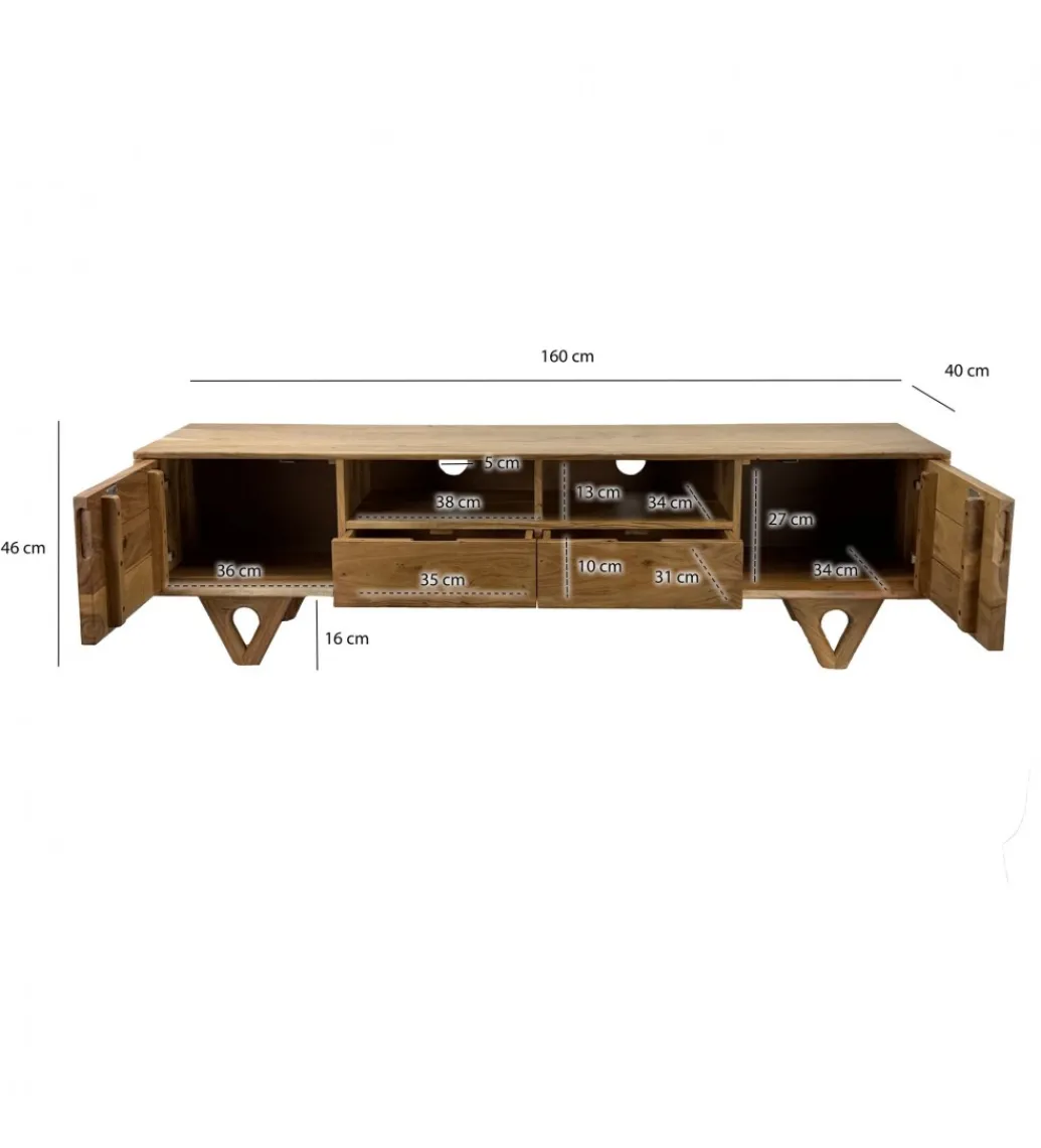 Stolik pod TV WOHNLING 160 cm drewno akacja*WOHNLING, GERMANY New