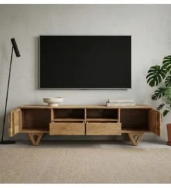 Stolik pod TV WOHNLING 160 cm drewno akacja*WOHNLING, GERMANY New
