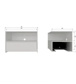 Stolik pod TV YISSA 70 cm półka otwarta szara*WOOOD Best