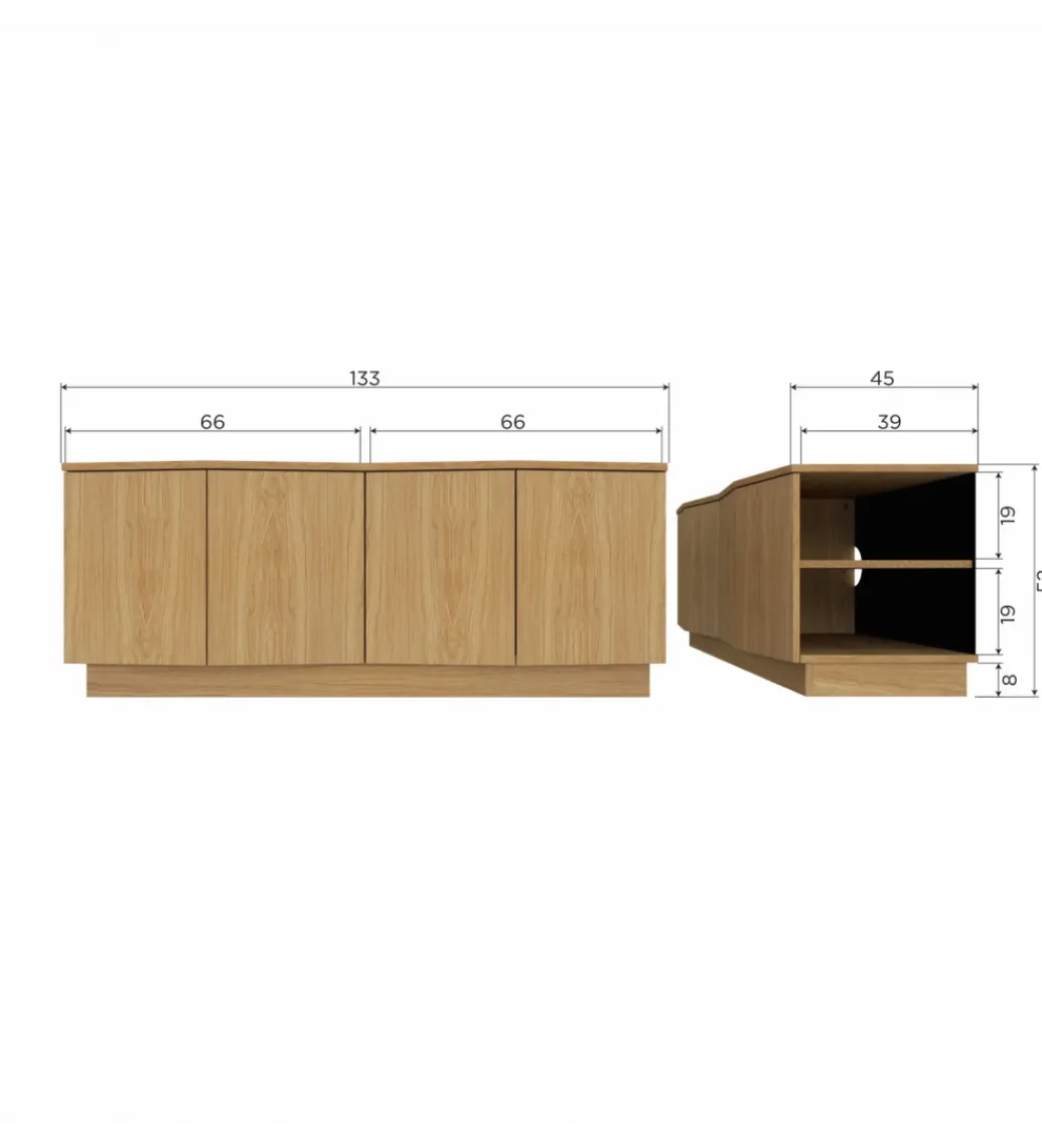 Stolik pod TV ZUMA 133 cm drewno dębu naturalna*WOOOD Clearance