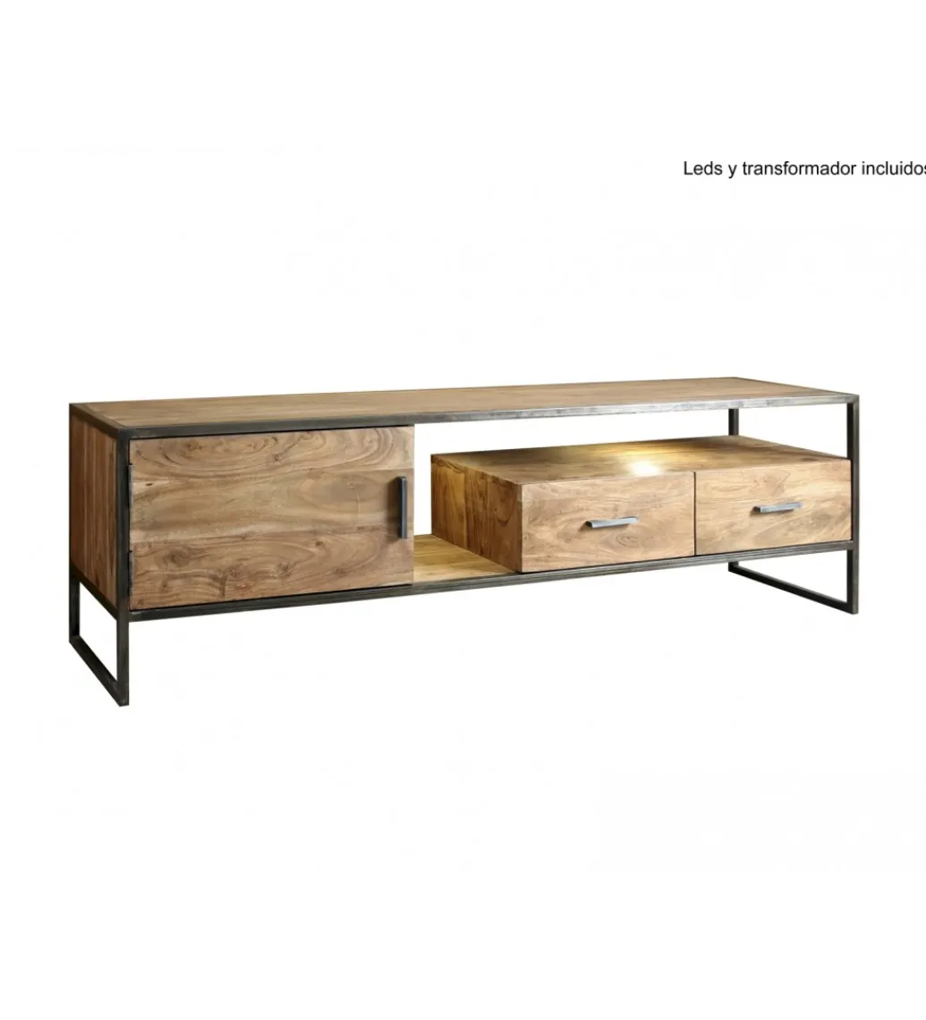 Stolik TV ARTAMA 175 cm drewno akacja*Invicta Interior Clearance