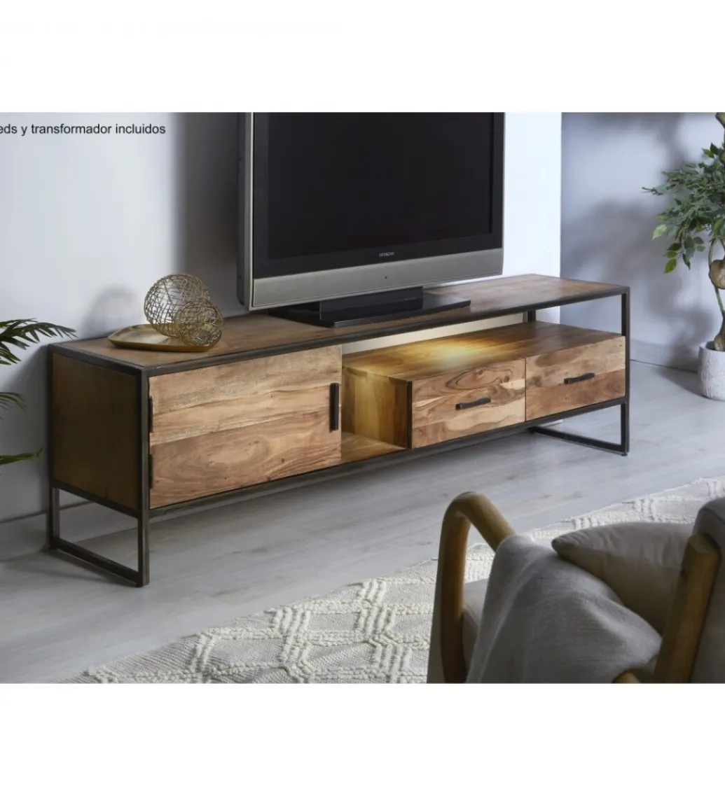 Stolik TV ARTAMA 175 cm drewno akacja*Invicta Interior Clearance