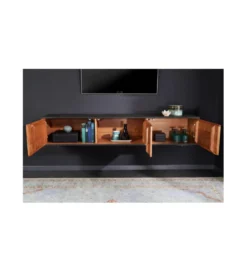 Stolik wiszący pod TV MONTANAS 160 cm drewno akacja*Invicta Interior Hot