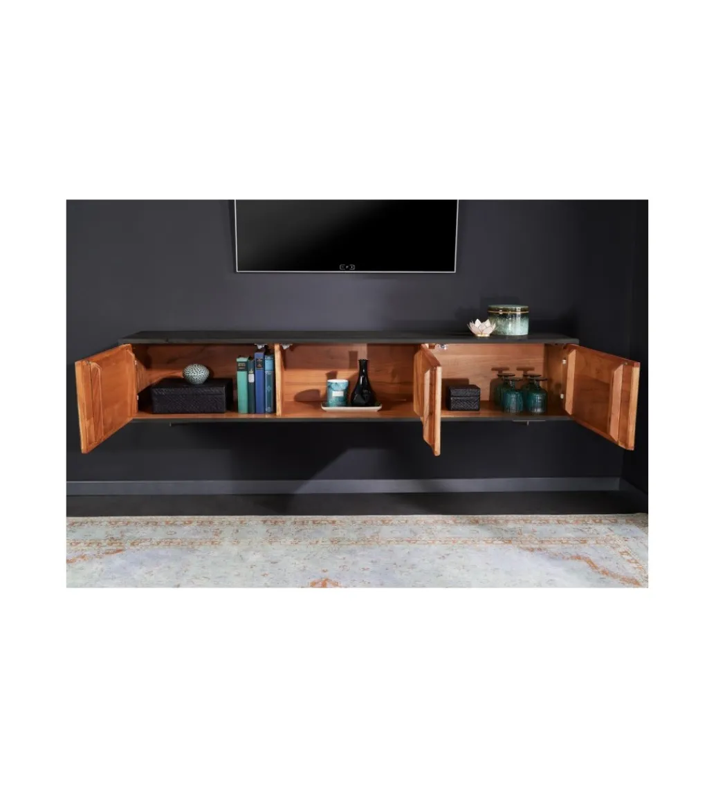 Stolik wiszący pod TV MONTANAS 160 cm drewno akacja*Invicta Interior Hot