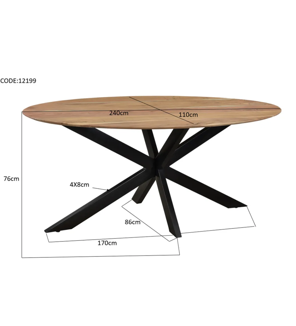 Stół owalny ACASIA 240 cm drewno akacja*LF-Design