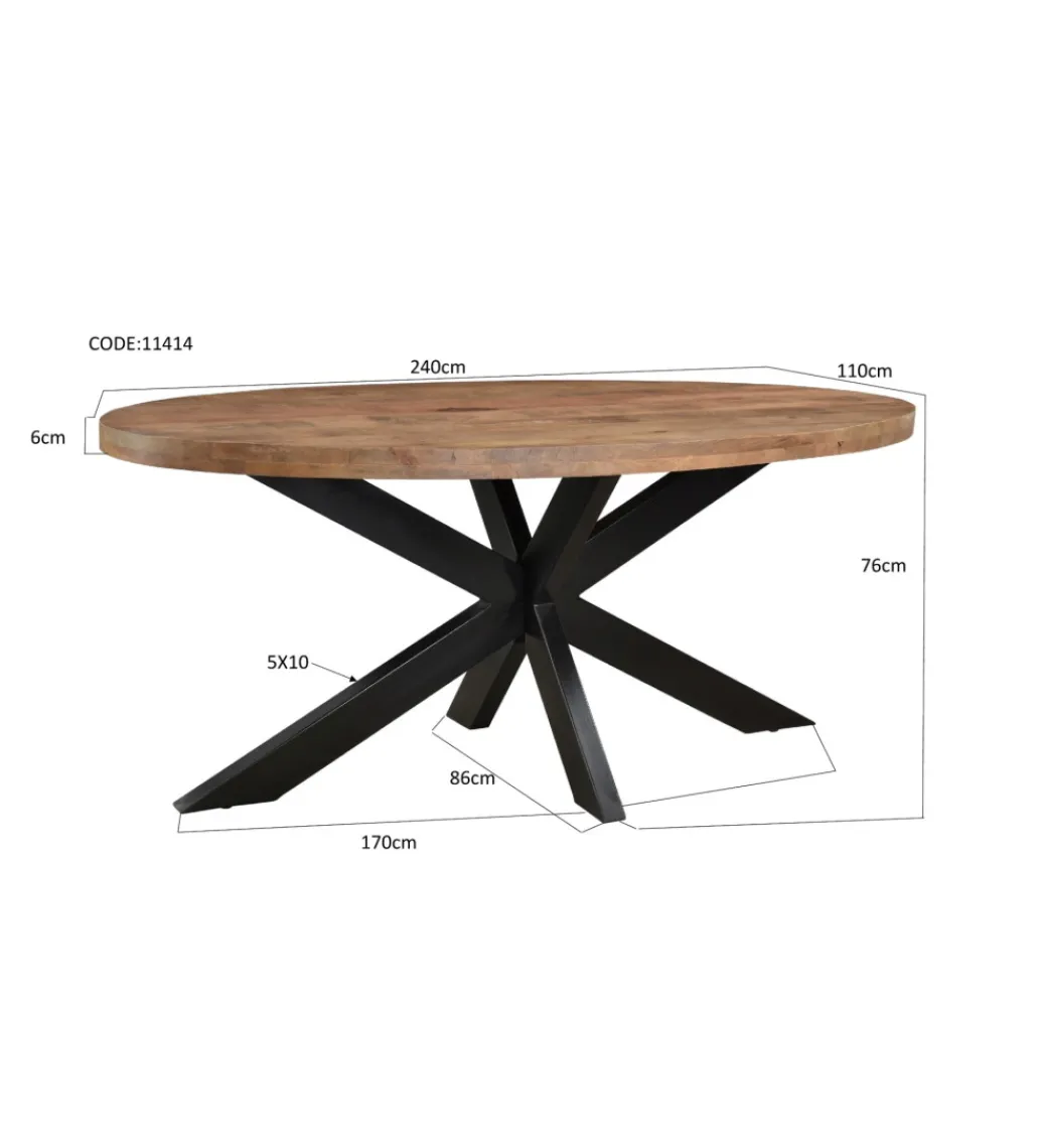 Stół owalny OVAL 240 cm drewno mango*LF-Design Discount