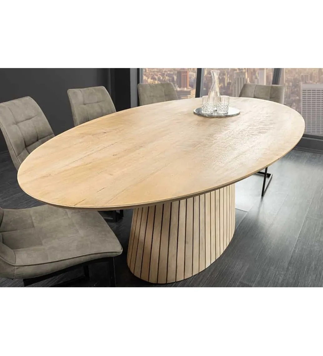 Stół owalny TOMES 220 cm drewno mango bielone*Invicta Interior