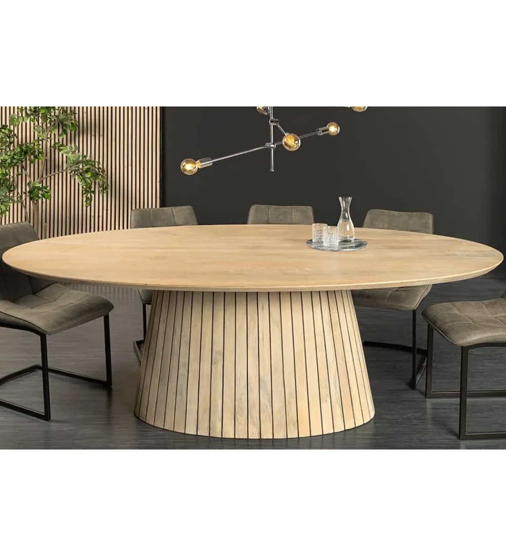 Stół owalny TOMES 220 cm drewno mango bielone*Invicta Interior