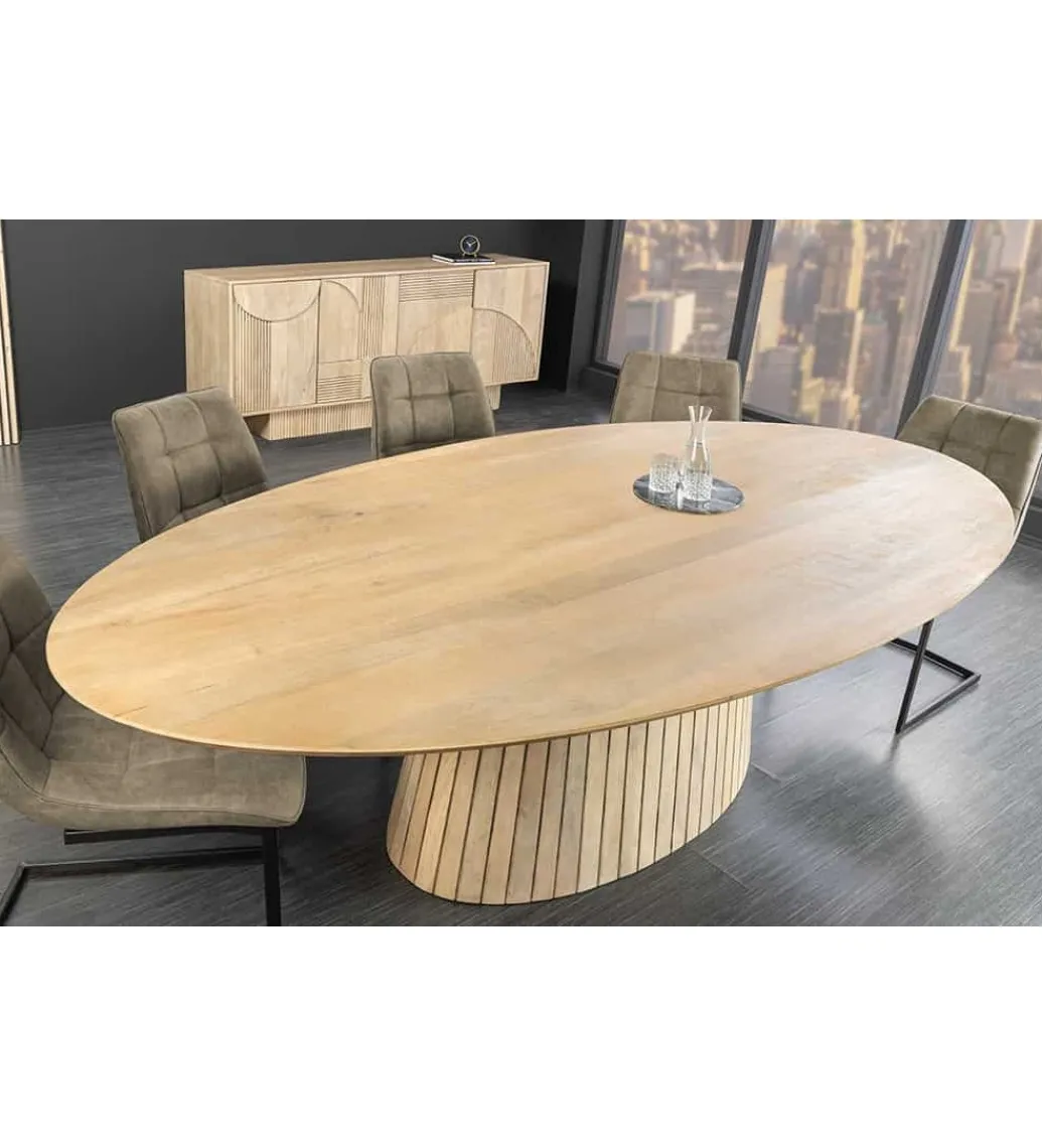 Stół owalny TOMES 220 cm drewno mango bielone*Invicta Interior