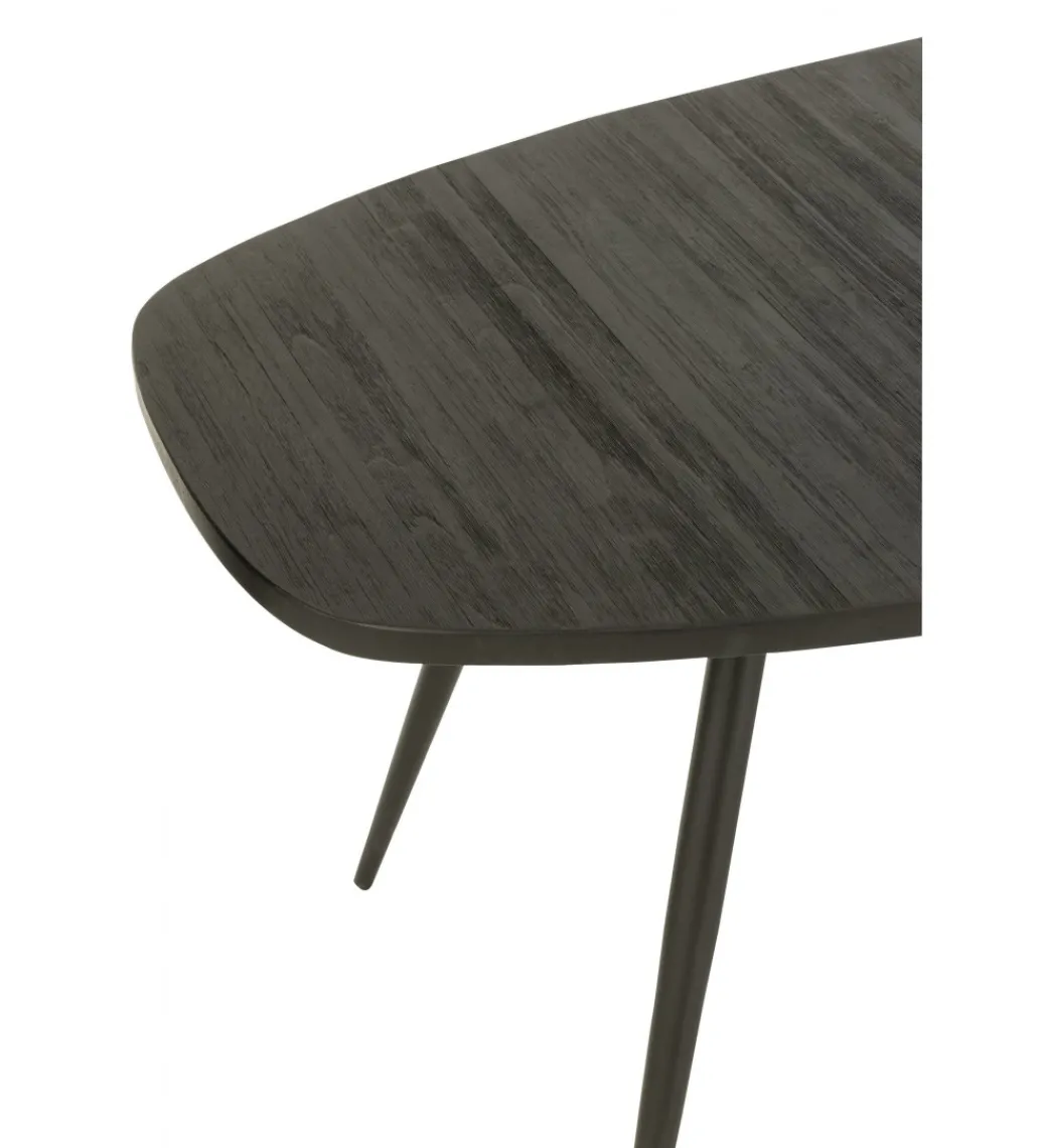 Stół owalny ZAMBIA 200 cm drewno teak czarny*J-Line New